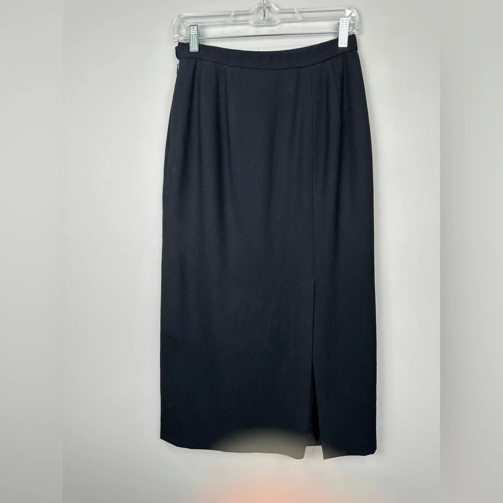 Pendleton Black Long Lined Midi 100% Virgin Wool Pencil Skirt 8